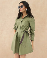 Women's Green Casual Full Sleeves Dress