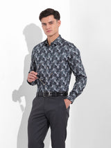 Men's Black Casual Printed Full Sleeves Shirt