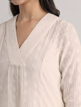 Women's White Daily Three Quarter Sleeve Regular Sleeve Kurta Set