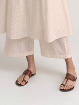 Women's White Daily Three Quarter Sleeve Regular Sleeve Kurta Set