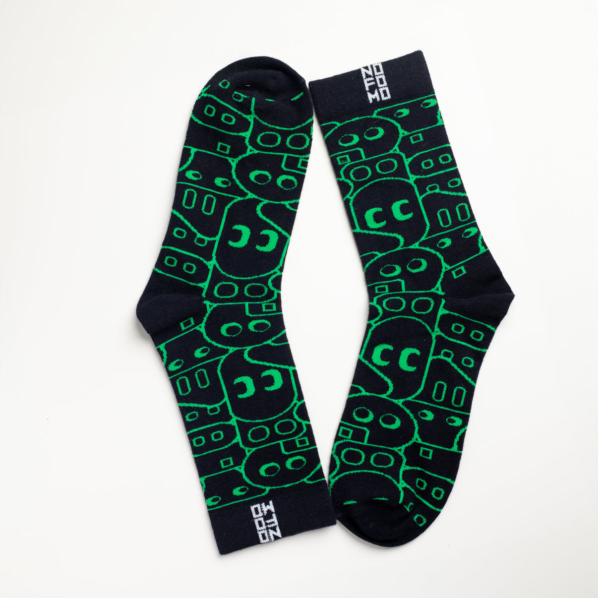 Unisex Black and Green Crew Lengh AI Socks