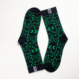 Unisex Black and Green Crew Lengh AI Socks