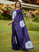 Women's Cotton Purple Printed Designer Saree With Blouse Piece
