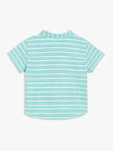 Boys Green Blended Cotton Half Sleeve Shirt