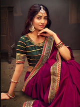 Women's Pink Festive Saree