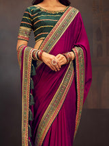 Women's Pink Festive Saree