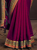 Women's Pink Festive Saree