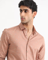 Men's Pink Casual Regular Fit Printed Full Sleeves Shirt