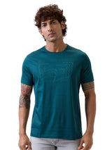 Men's Blue Casual Slim Fit Solid Tshirt