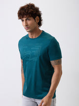Men's Blue Casual Slim Fit Solid Tshirt