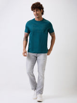 Men's Blue Casual Slim Fit Solid Tshirt