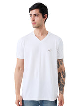 Men's White Casual Slim Fit Solid Tshirt