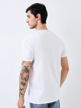 Men's White Casual Slim Fit Solid Tshirt