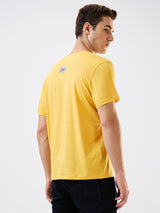 Men's Yellow Casual Slim Fit Printed Tshirt