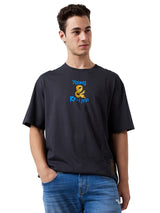 Men's Grey Casual Relaxed Fit Printed Tshirt