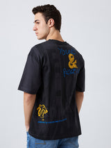 Men's Grey Casual Relaxed Fit Printed Tshirt