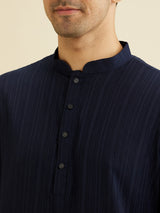Men's Blue Ethnic Regular Fit Solid Full Sleeves Kurta