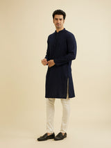 Men's Blue Ethnic Regular Fit Solid Full Sleeves Kurta