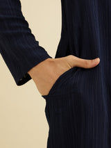 Men's Blue Ethnic Regular Fit Solid Full Sleeves Kurta