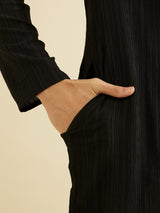 Men's Black Ethnic Regular Fit Solid Full Sleeves Kurta