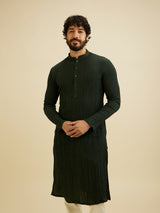 Men's Green Ethnic Regular Fit Solid Full Sleeves Kurta