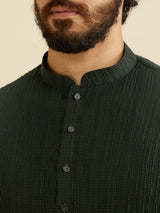 Men's Green Ethnic Regular Fit Solid Full Sleeves Kurta