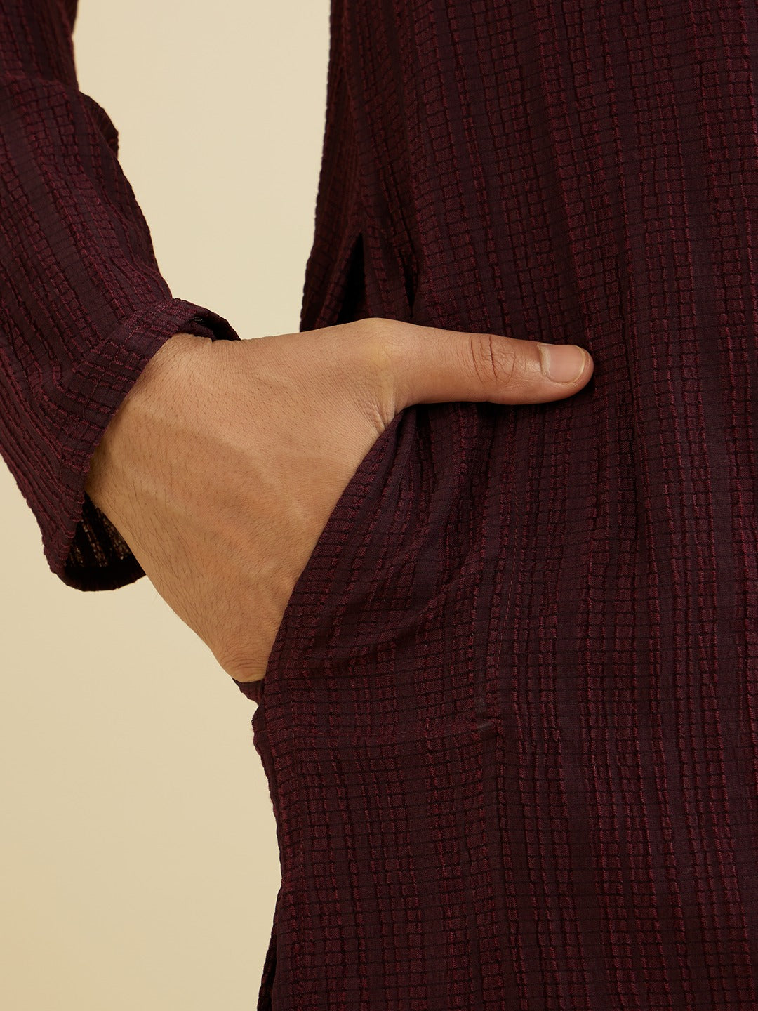 Men's Brown Ethnic Regular Fit Solid Full Sleeves Kurta