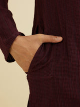 Men's Brown Ethnic Regular Fit Solid Full Sleeves Kurta