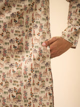 Men's Beige Cotton Splendor Kurta