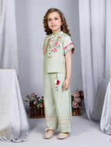 Girls Green Festive Top with Culotte