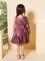 Girls Pink Party Full Sleeves Dress