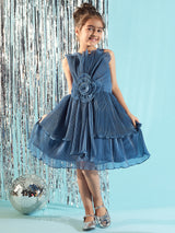 Girls Teal Blue Western Wear Dress