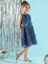 Girls Teal Blue Western Wear Dress