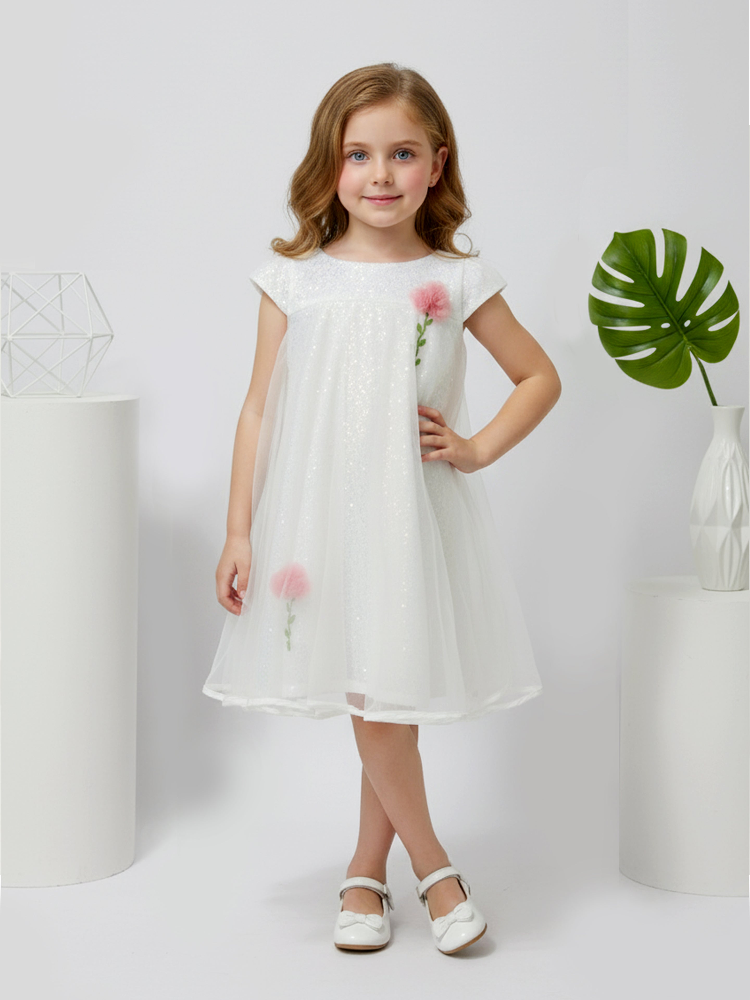 Girls White Party Wear Dress