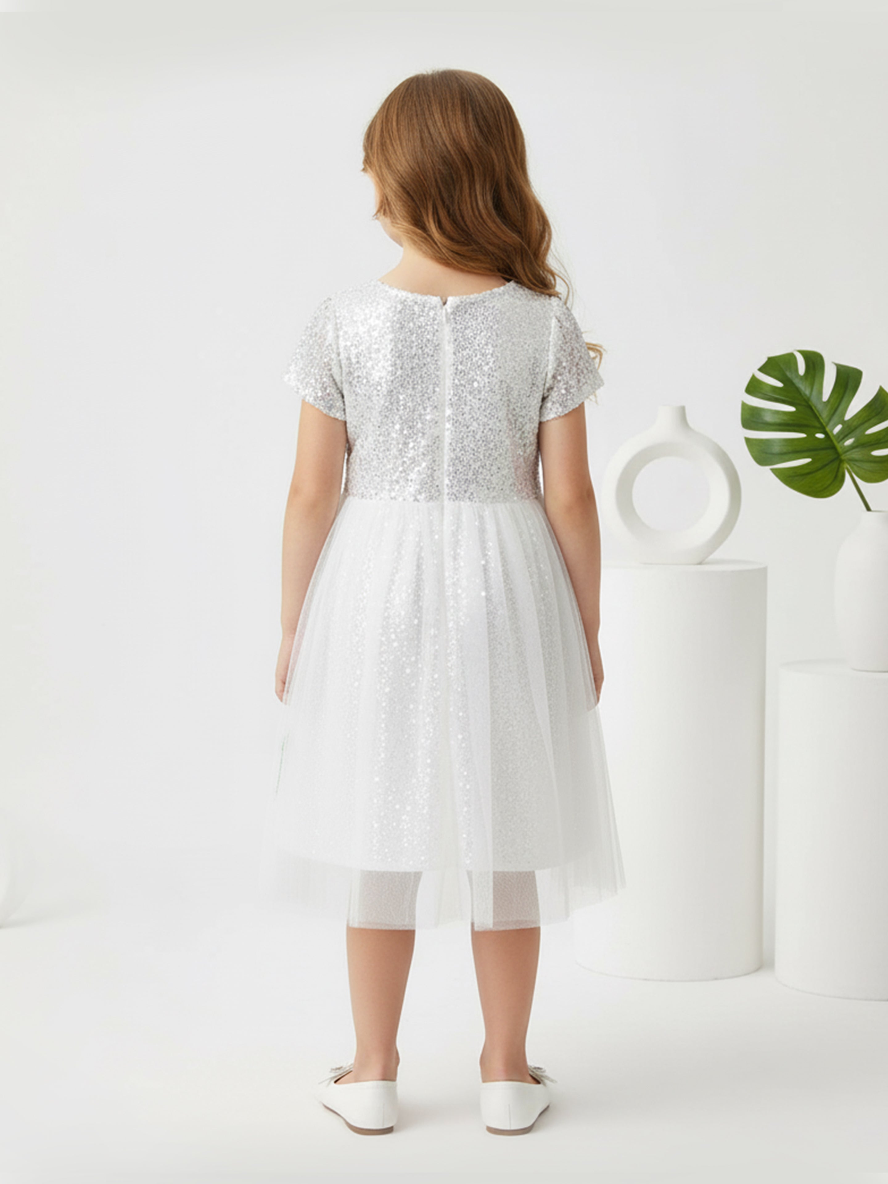Girls White Party Wear Dress