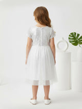Girls White Party Wear Dress