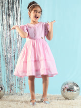 Girls Pink Festive Wear Dress