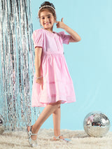 Girls Pink Festive Wear Dress