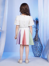 Girls Cream Casual Dress With Belt