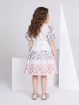 Girls Cream Party Wear Dress with Belt