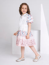 Girls Cream Party Wear Dress with Belt