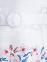 Girls Cream Party Wear Dress with Belt
