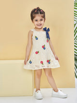 Girls Beige Casual Sleeveless Dress
