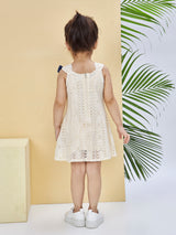 Girls Beige Casual Sleeveless Dress