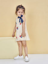 Girls Beige Casual Sleeveless Dress