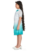 Girls Blue Party Wear Dress With Belt