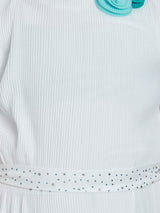 Girls Blue Party Wear Dress With Belt