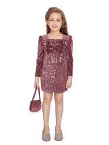 Girls Pink Party Wear Dress With Purse