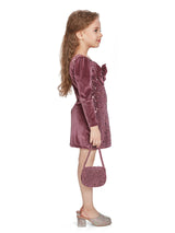 Girls Pink Party Wear Dress With Purse
