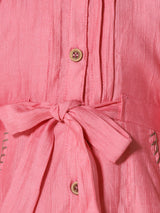 Girls Pink Festive Three Quarter Sleeves Dress with Purse